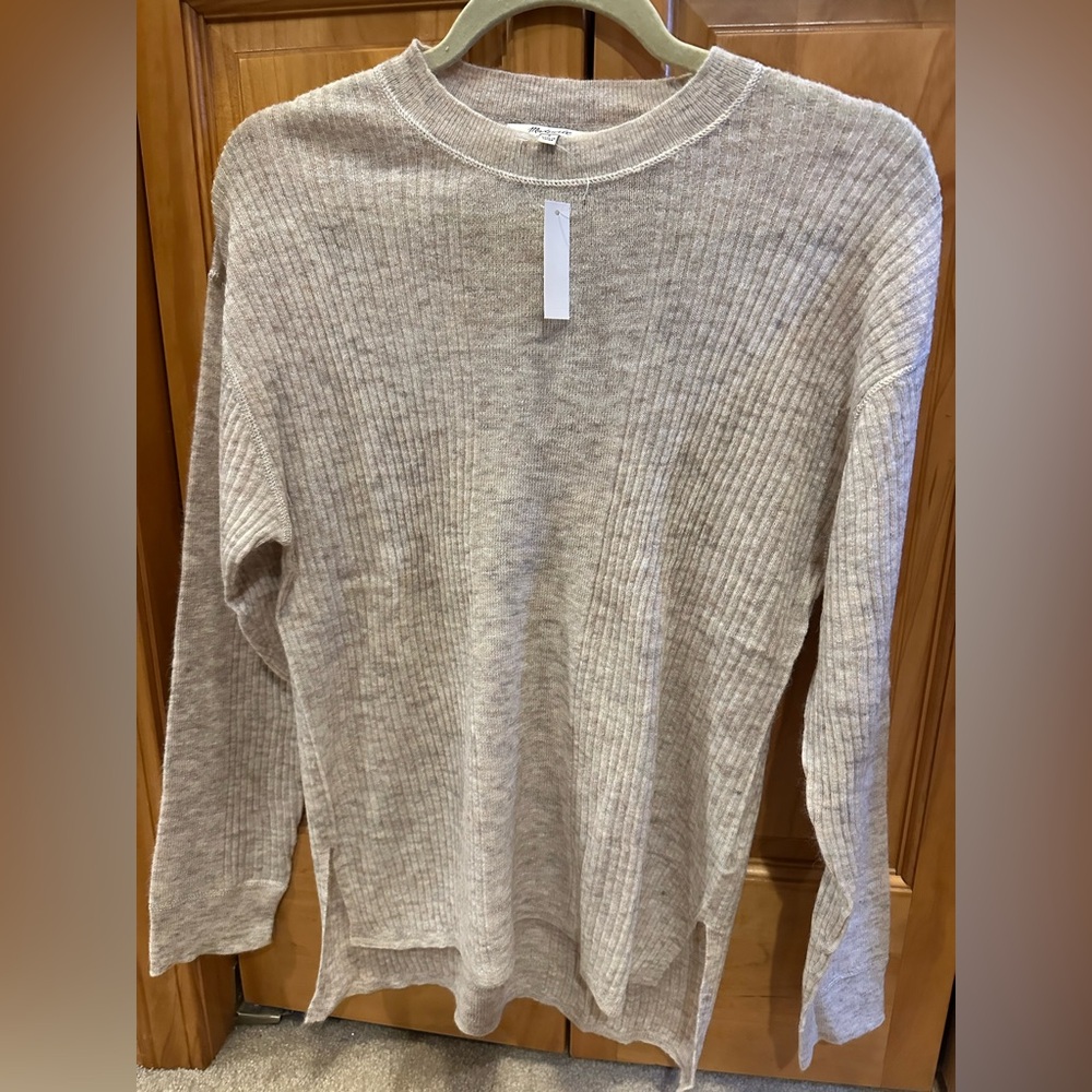 NWT Sz Small Madewell Lightweight Alpaca-Blend Crewneck Sweater Heather Stone